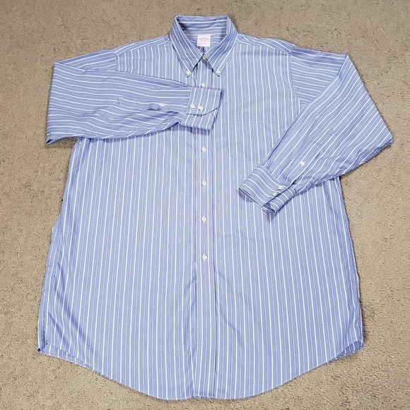 Vintage Brooks Brothers Makers Button Down Shirt Mens Blue Tailored Bespoke (M) - Picture 2 of 8
